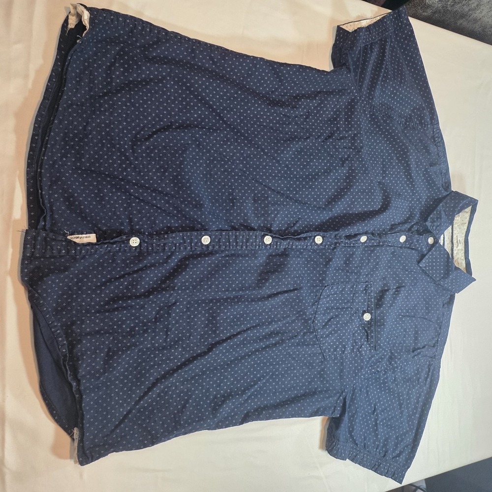 Paper Denim Cloth Men's Blue Stretch Fabric Button Down Short Sleeve Lightweight